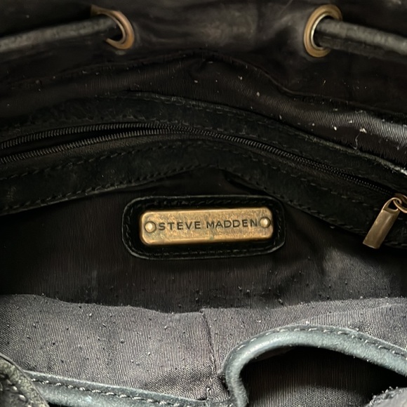 Steve Madden Black Small Backpack with Studs and Fringe - Picture 5 of 7